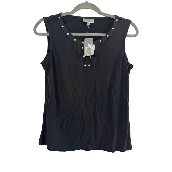 JM Collection Black Sleeveless Top With Stud Accents Size S - Picture 1 of 4